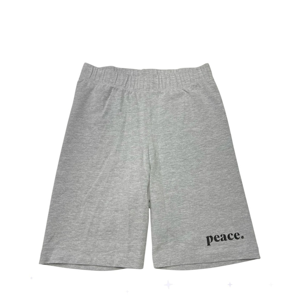 Peace Collective Gray Bike Shorts with peace logo‎